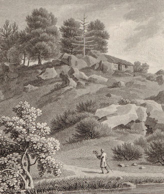 Vue du désert, à Ermenonville, dessin Constant Bourgeois, Devilliers et Bosq sculp, 1819